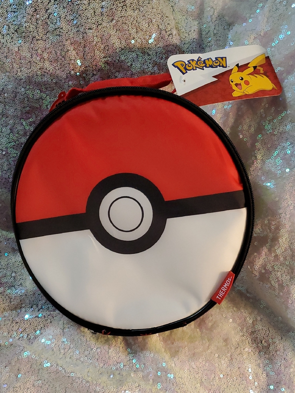 NWT Thermos Kids Pokémon Poké Ball Round Zippered Lunch Bag - Red, White & Black